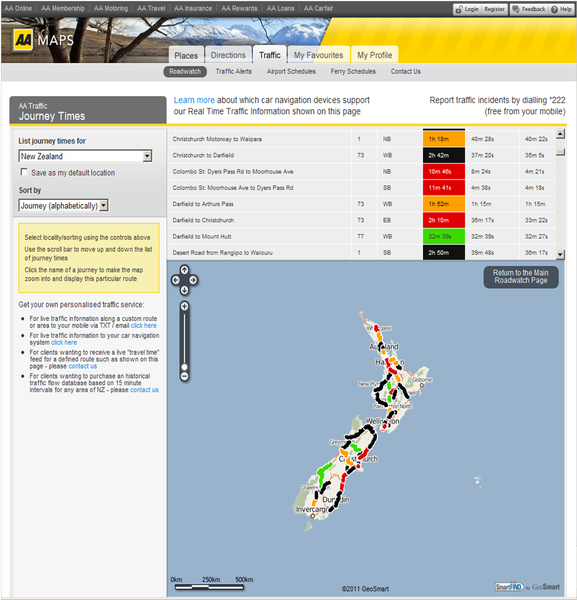 AA Roadwatch Journey Times 